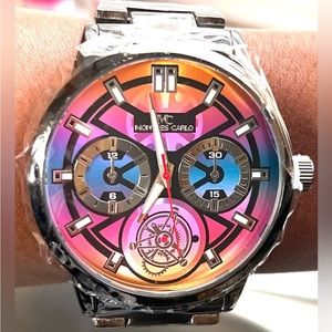 New Watch Multicolor Chrome Case Montres Carlo Unisex